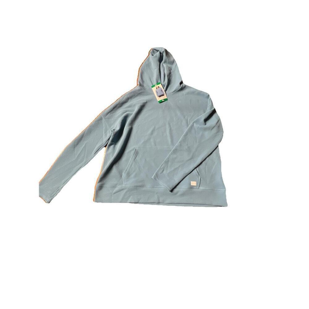 Womens Hoodie Blue Knit Long Sleeves Drop Shoulder Pocket Size XL. BS
